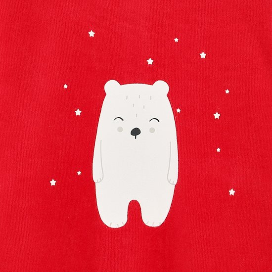 Noël Pyjama naissance velours   rouge et blanc        de               P'tit bisou
