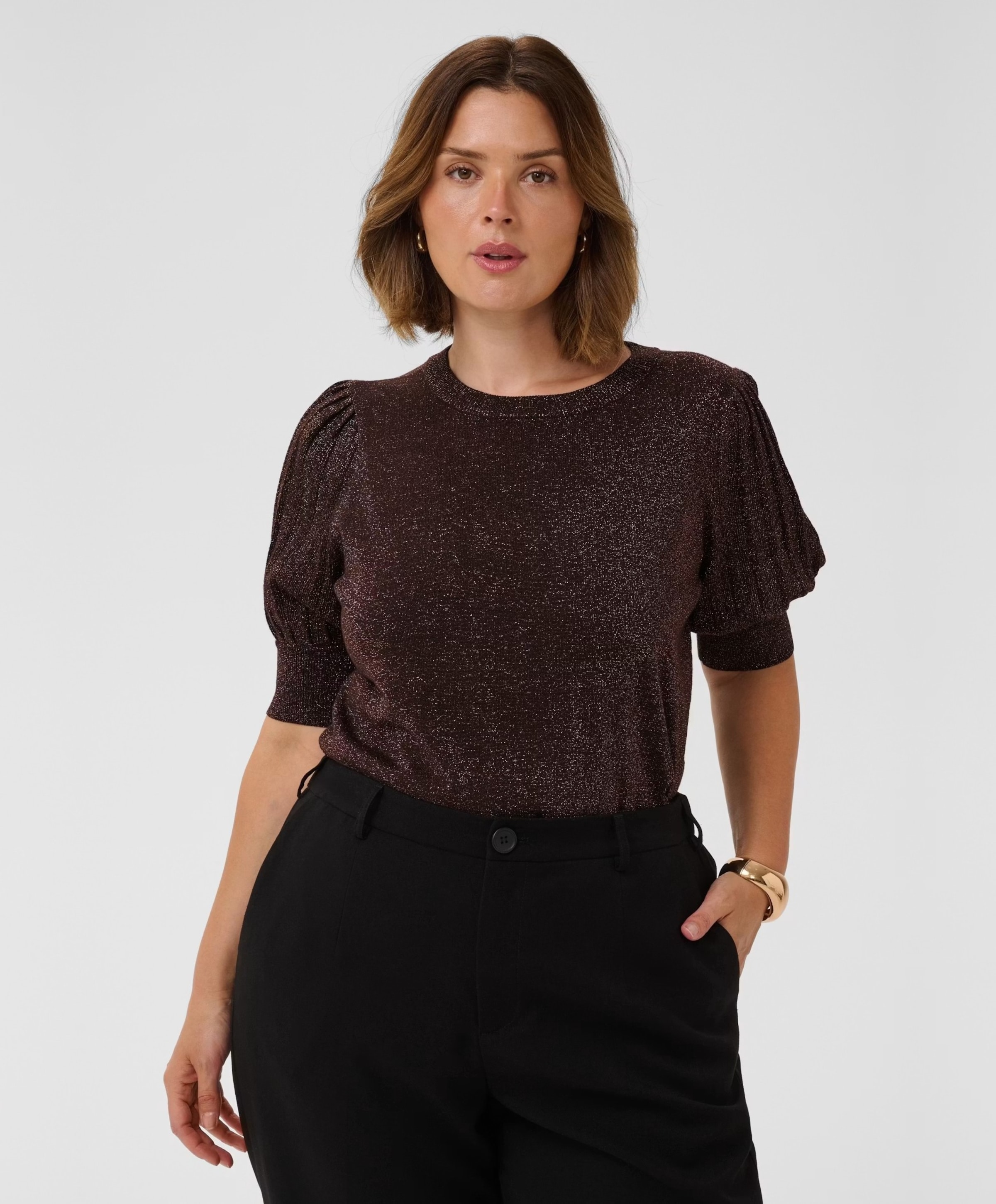 KAFFE Curve Dames trui bruin