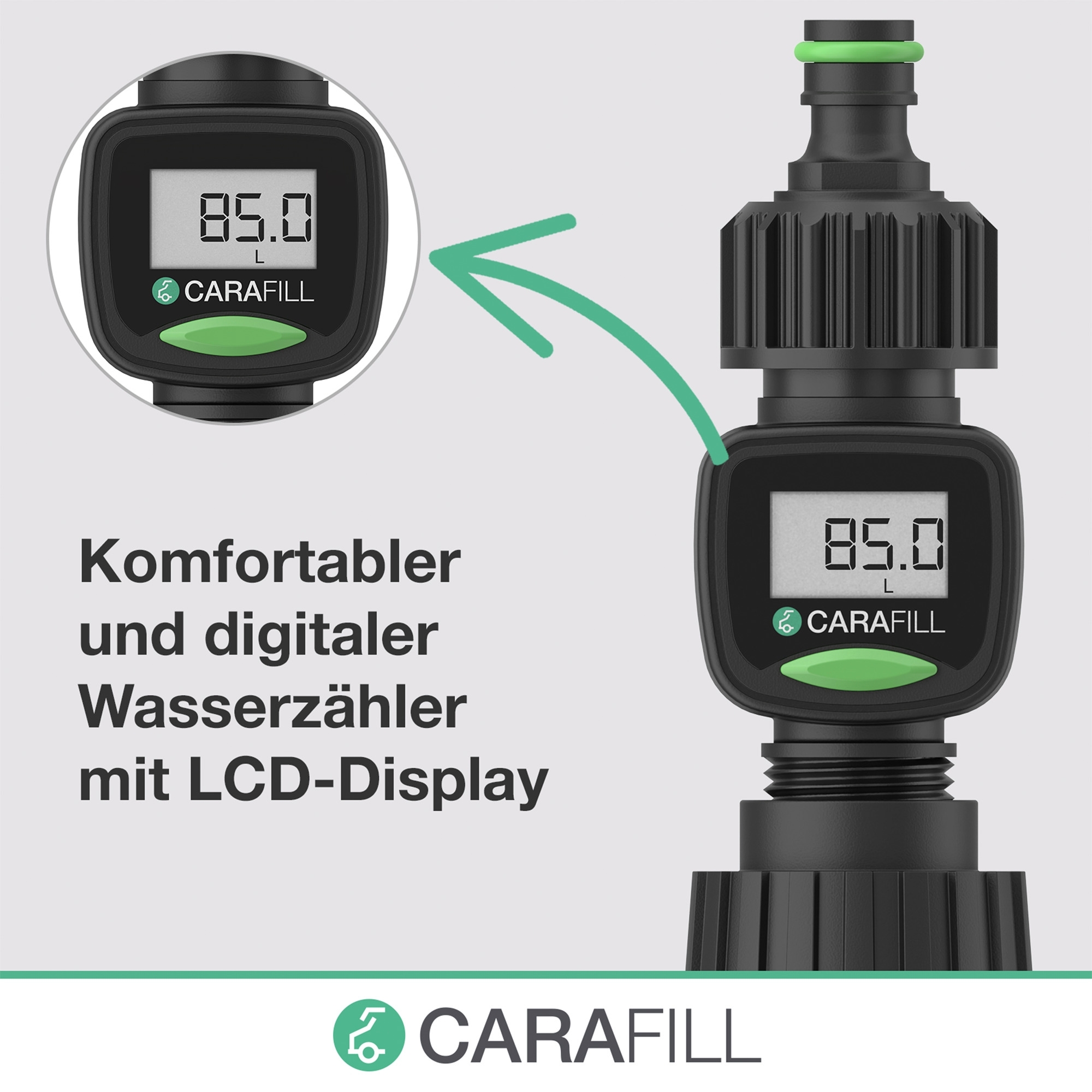 Carafill Wassertank-Befüller Count für Wohnmobil, Caravan / Wohnwagen / Boot mit mechanischer Filterung / digitaler Wasseruhr