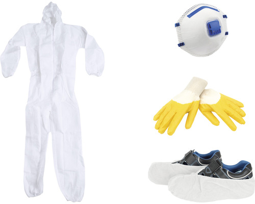 Schildersbeschermingsset inclusief schildersoverall, handschoenen, stofmasker - 6-delig