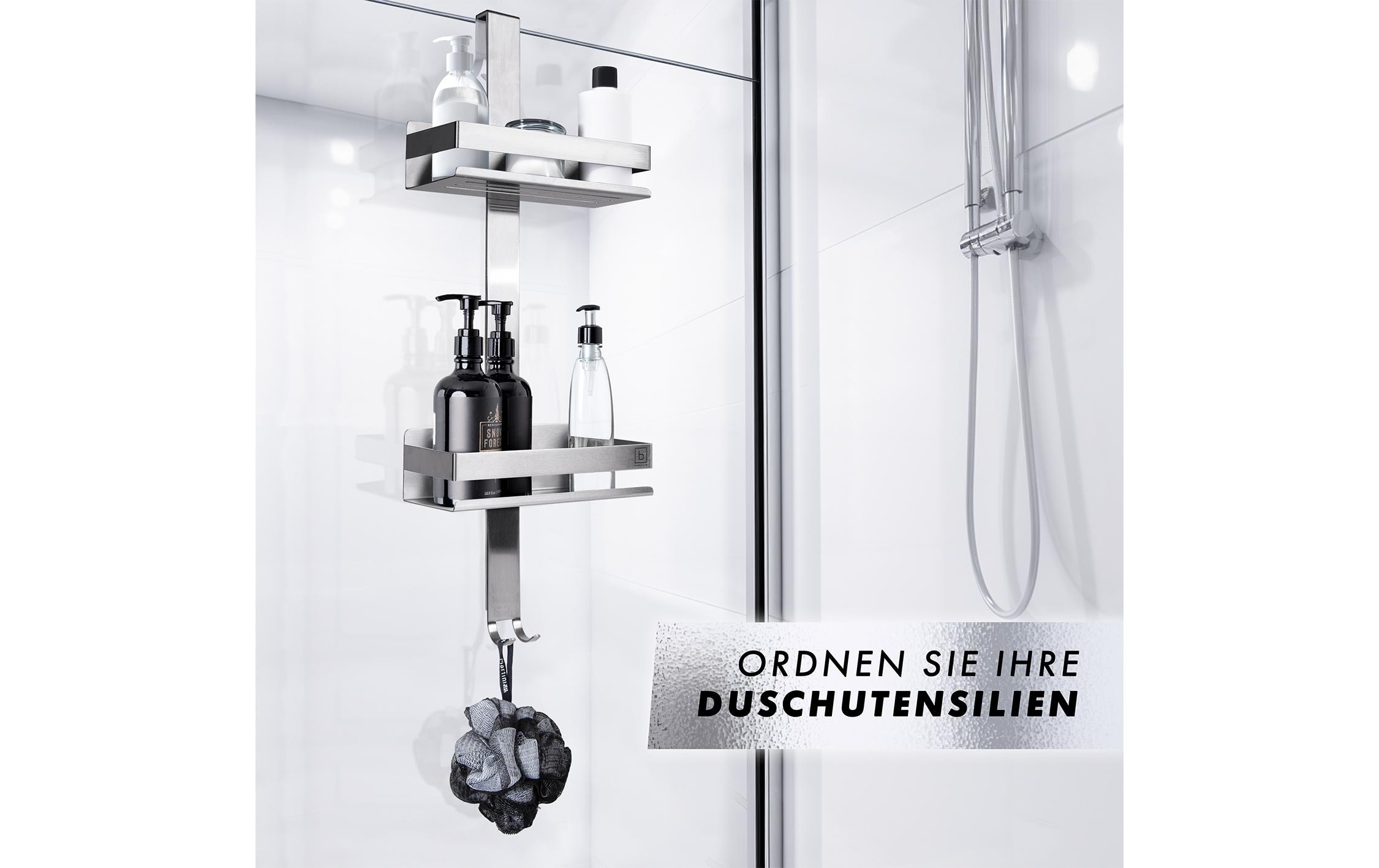 Dusch-Organizer SilberDuschablage mit 2 Duschkörben und Haken zum Hängen