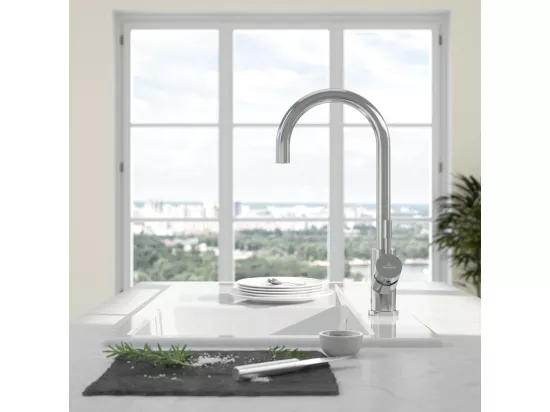 Robinet cuisine VILLEROY ET BOCH Umbrella acier massif poli