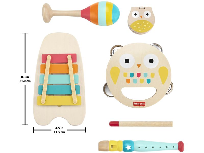 Fisher-Price Musik-Set aus Holz Nachhaltiges Geschenkset mit Musikinstrumenten