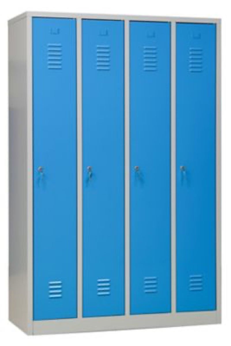 PROREGAL Garderobekast Camel 4 Compartimenten HxBxD 180 x 117 x 50 cm Cilinderslot Grijs-Lichtblauw
