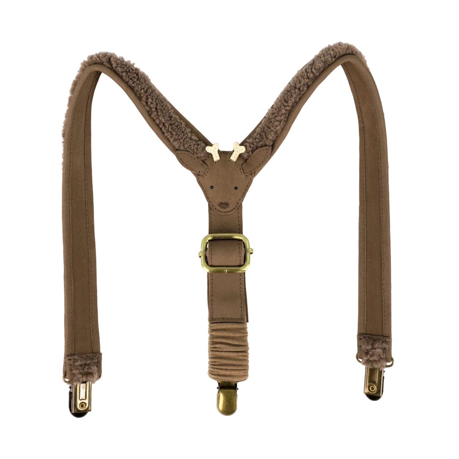 Tjebbe Suspenders | Stag | Hazelnut Curly Faux Fur