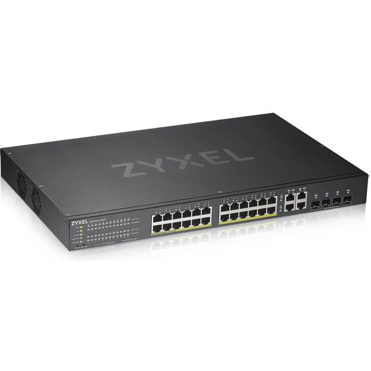 Zyxel GS1920-24HPV2 Géré Gigabit Ethernet (10/100/1000) Connexion Ethernet, supportant l'alimentation via ce port (PoE) Noir