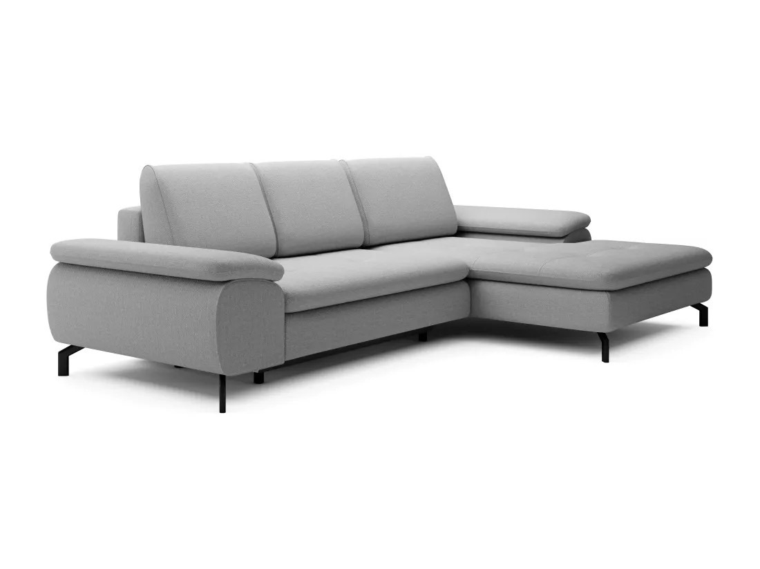 Canapé d'angle droit convertible en tissu texturé gris ARCHIBALD