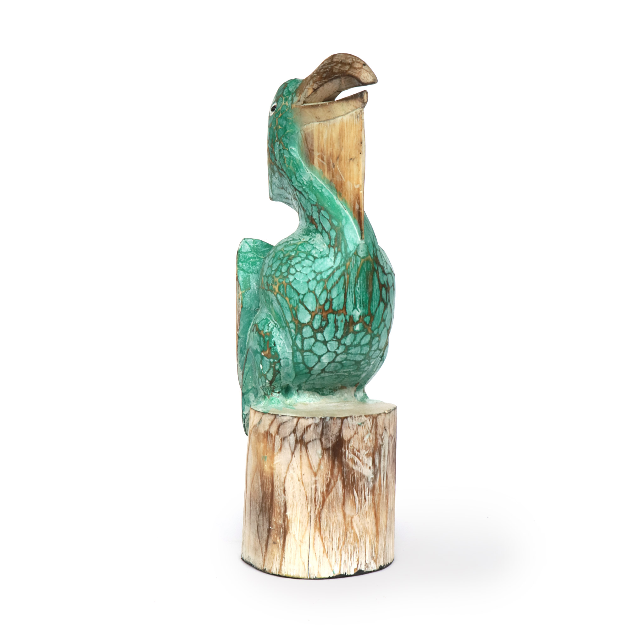 Pelikan-Skulptur grün, H 40 cm, B 14 cm, L 14 cm von fischer's lagerhaus