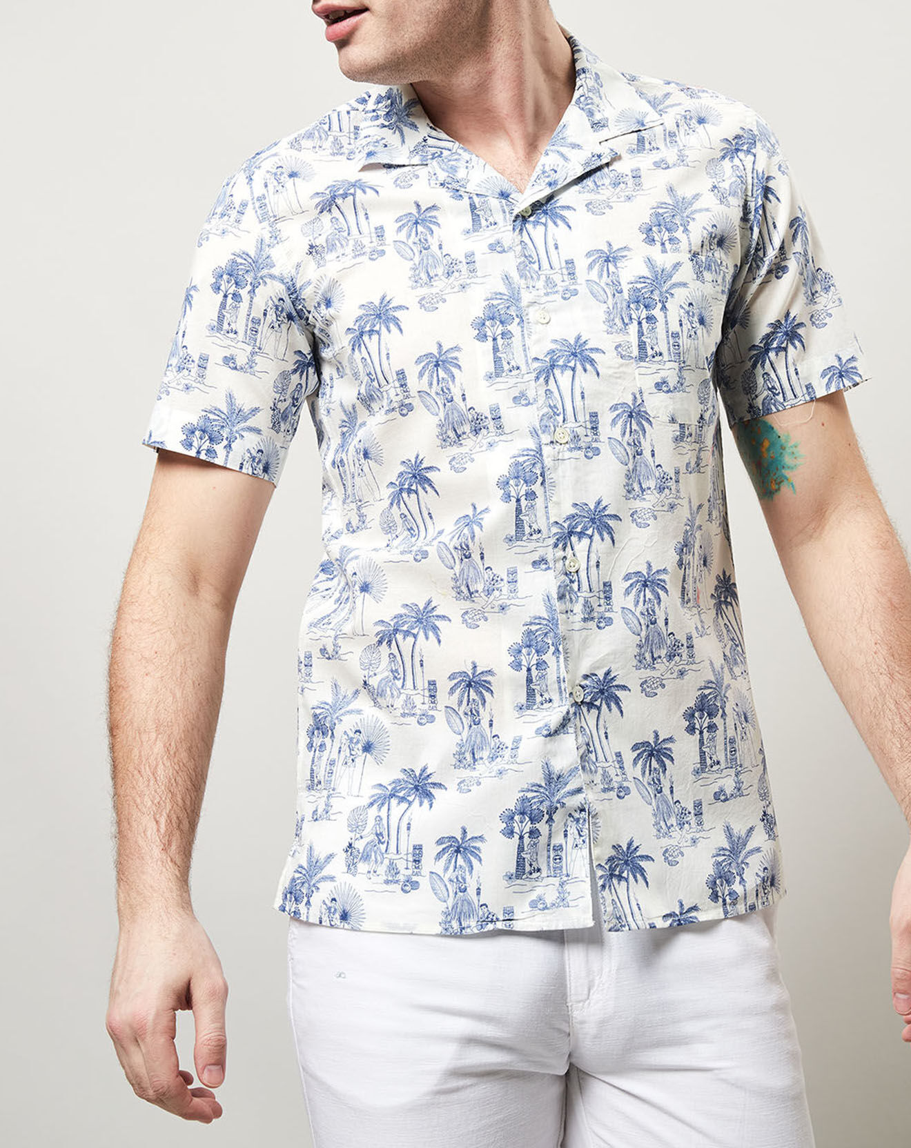 Hartford Chemise slim imprimée Slam bleue