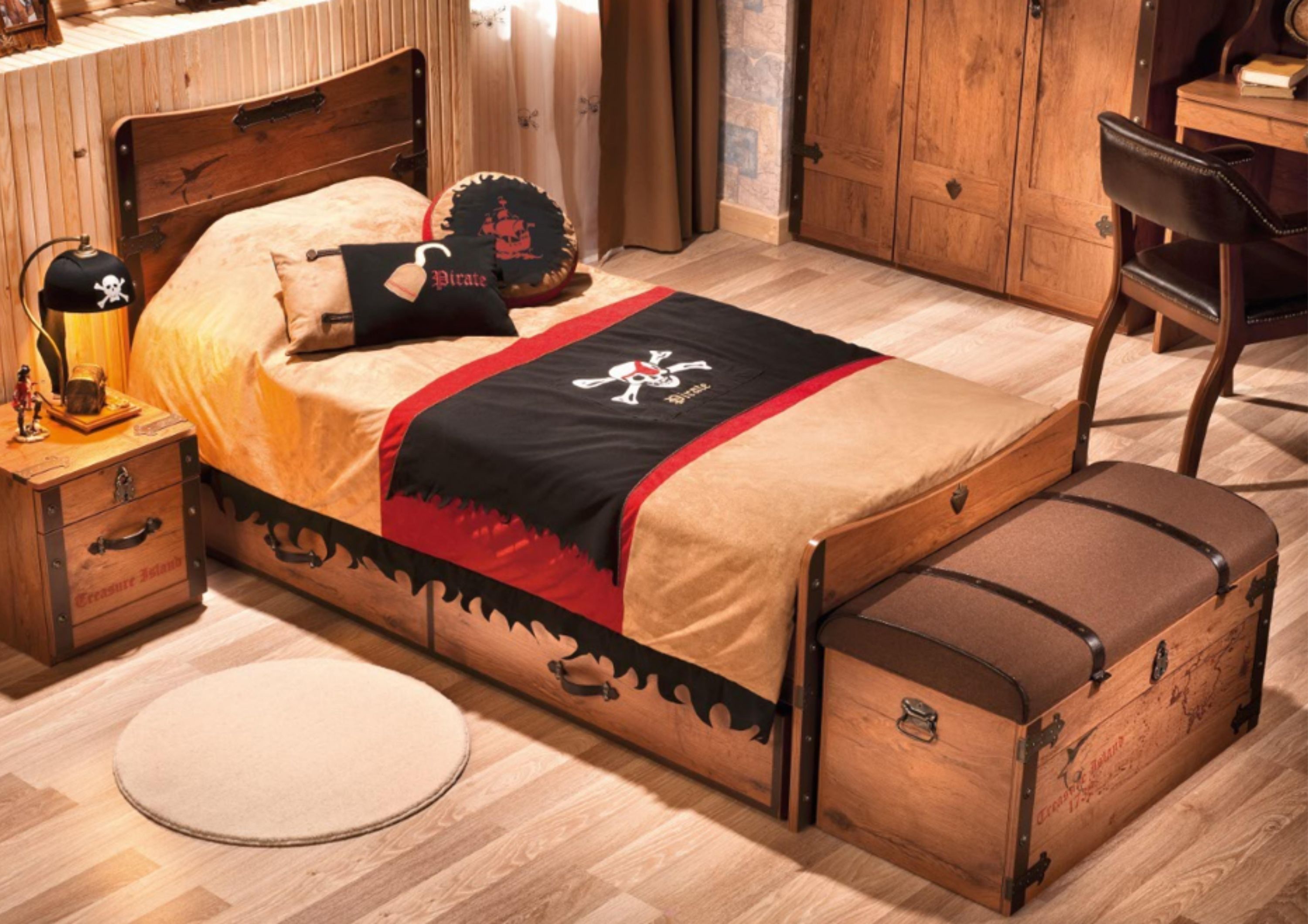 Pirat Spielzeugtruhe Aufbewahrungsbox mit Aufdruck und abnehmbarem Deckel