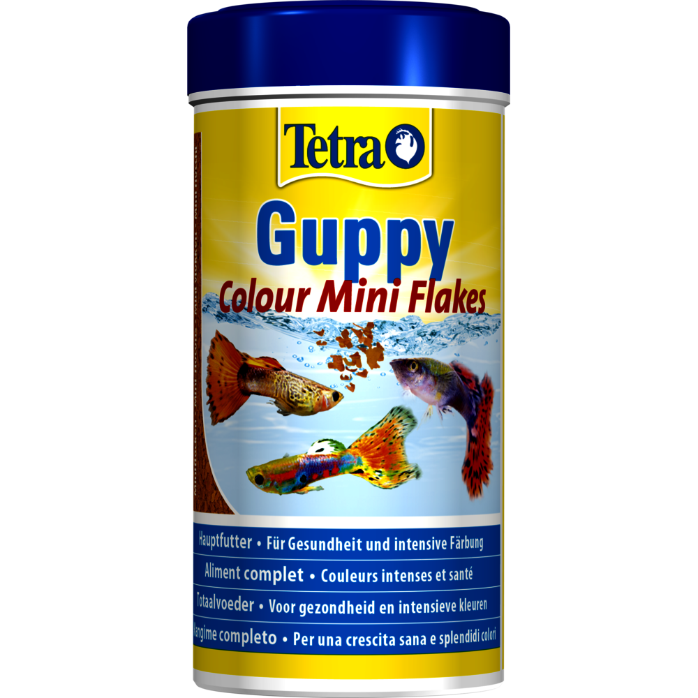 Guppy couleur mini flocons 75g - 250 ml aliment pour les guppies, platys, m