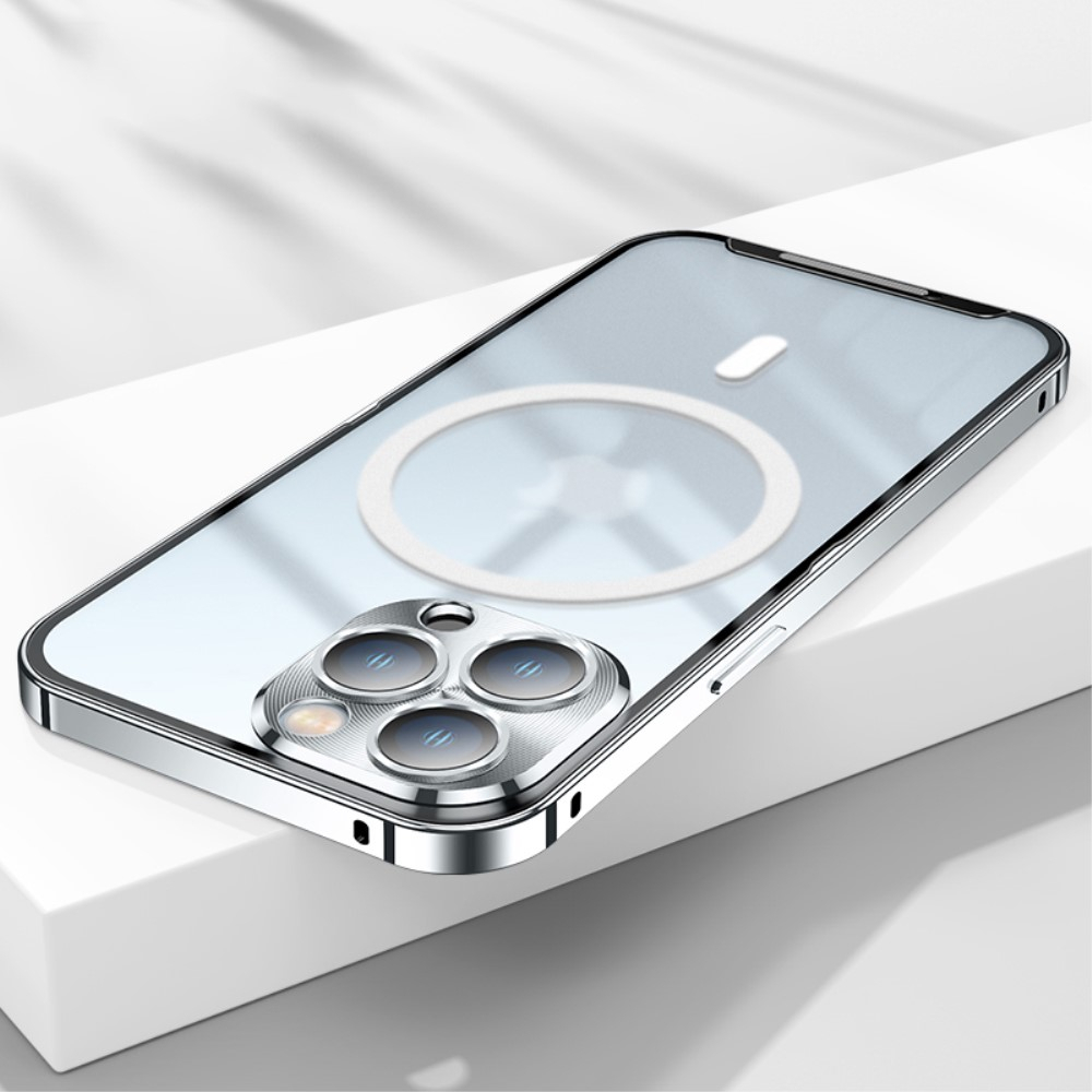 iPhone 14 Pro MagSafe Alu Schutzhülle mit Panzer Glas Backcover   Kameraschutz - Gold