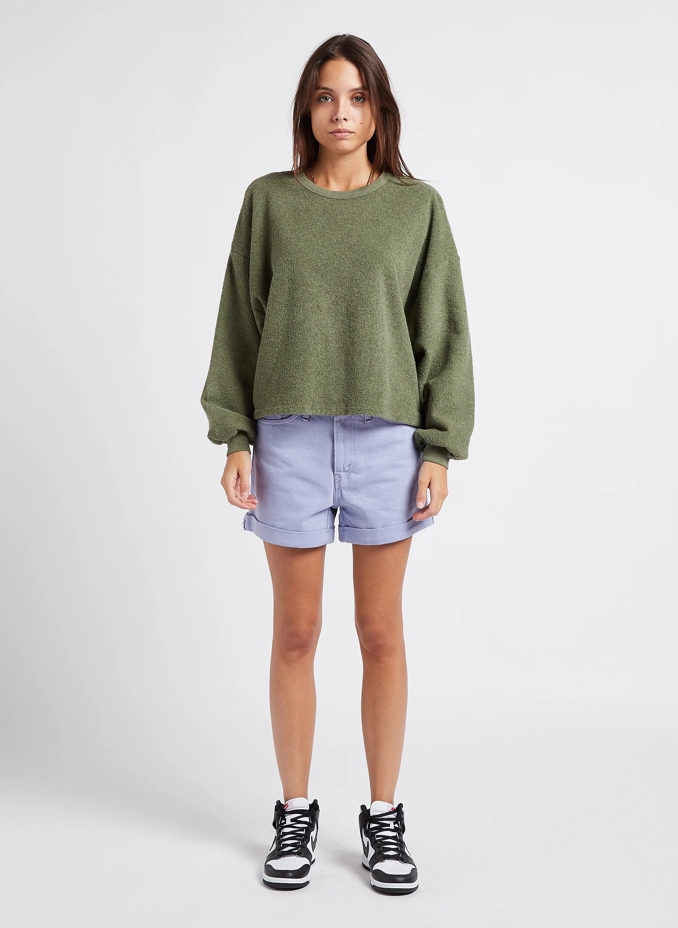 ROLLED 80S MOM SHORTS - Short en jean | Violet