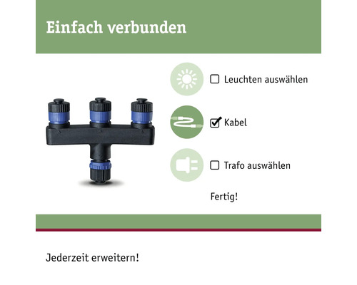 Paulmann Plug & Shine 3-weg verdeler IP68 zwart 24V 93929