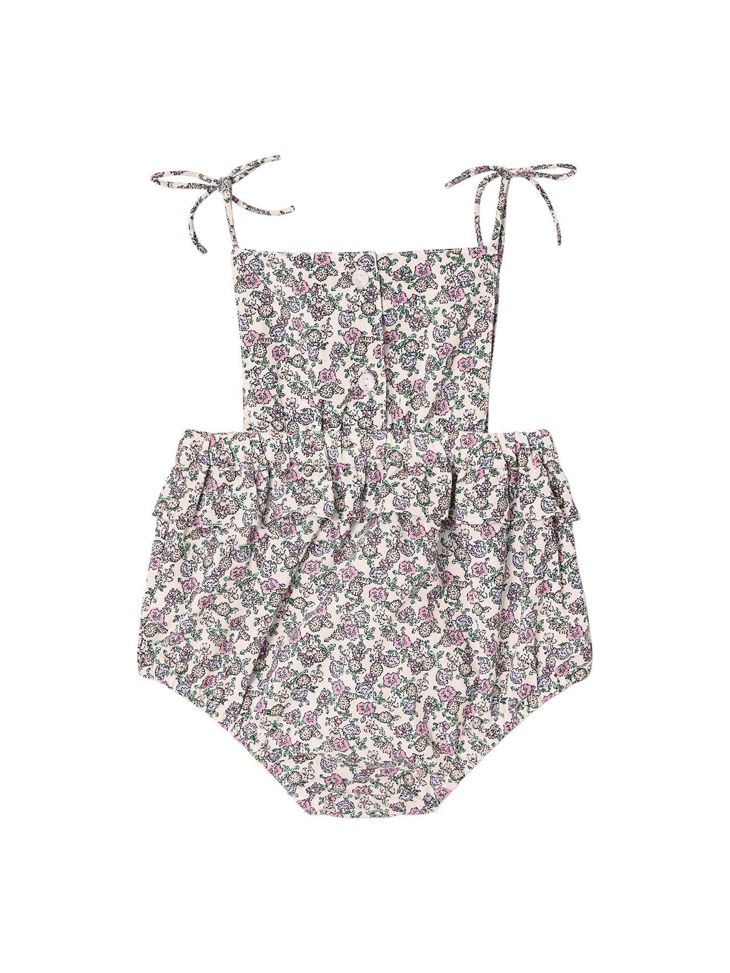 Vertbaudet Bedruckter Mädchen Baby Overall wollweiß