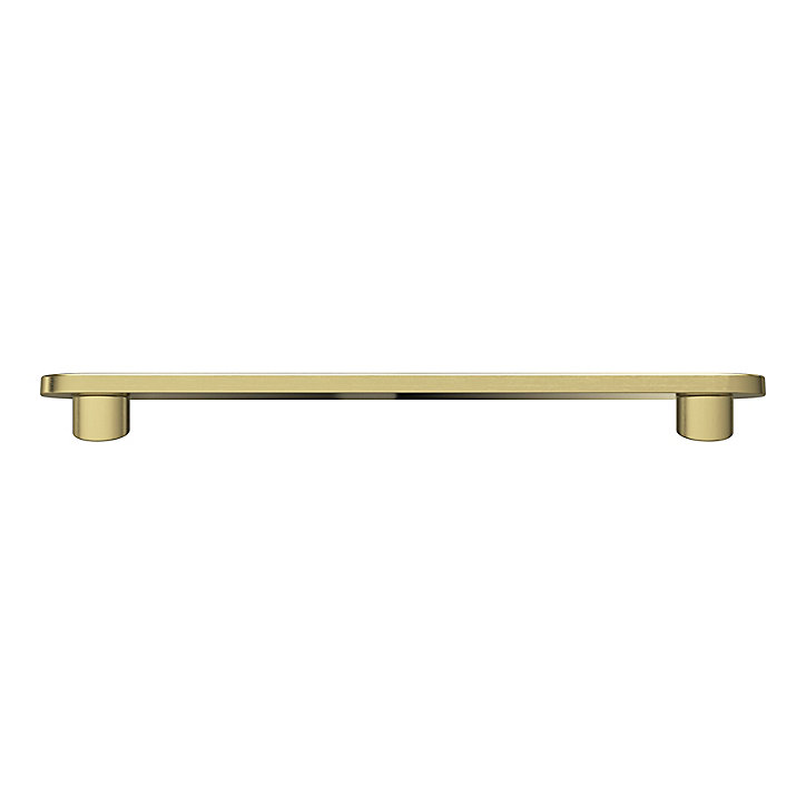 Poignée de meuble arrondi GoodHome Minzh aluminium effet laiton satin doré l.153mm x l.25mm x H. 16mm entraxe 128mm
