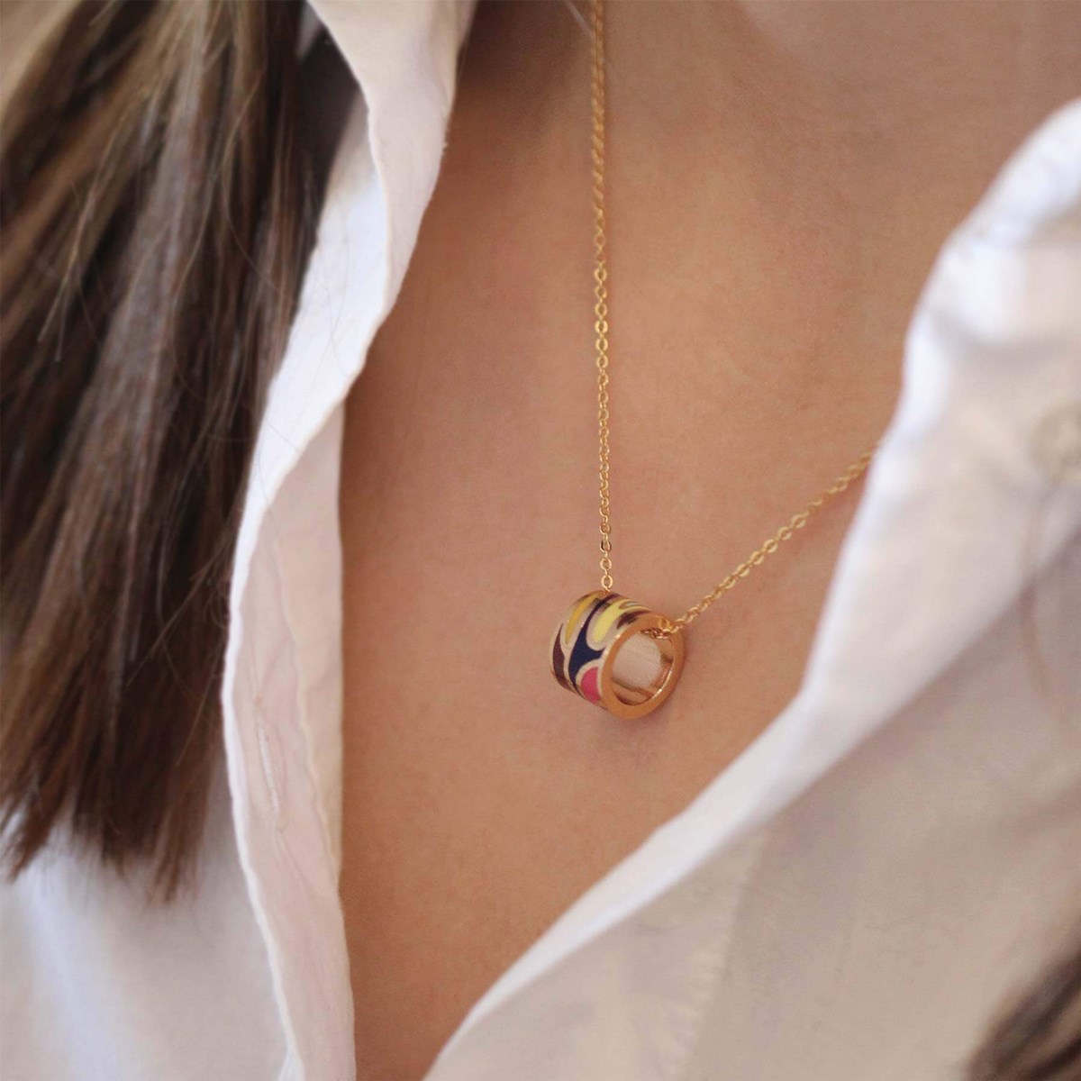 Collier Art H1 acier doré or