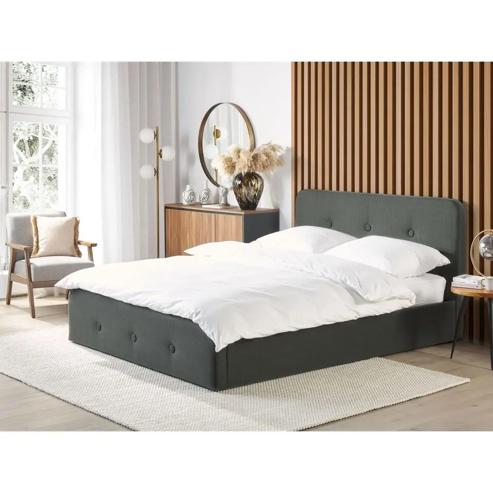 RENNES - Bed met opbergruimte - Donkergrijs - 180x200 cm - Polyester
