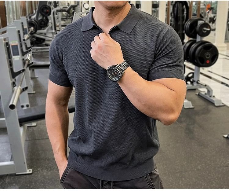 GRAYCIOUS - Poloshirt met korte mouwen en halve rits