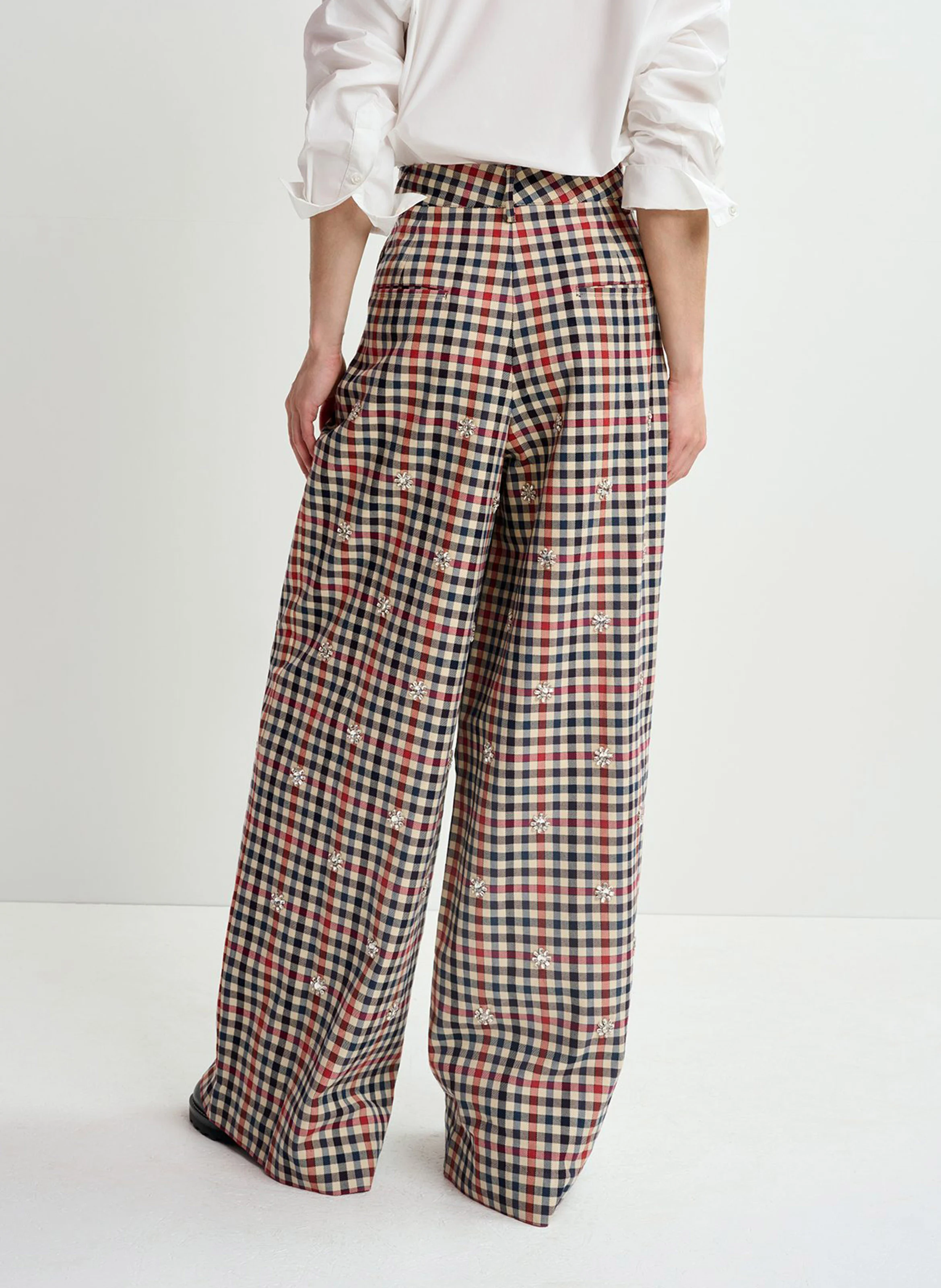 HARMONY - Pantalon large carreaux en coton | Multicolore