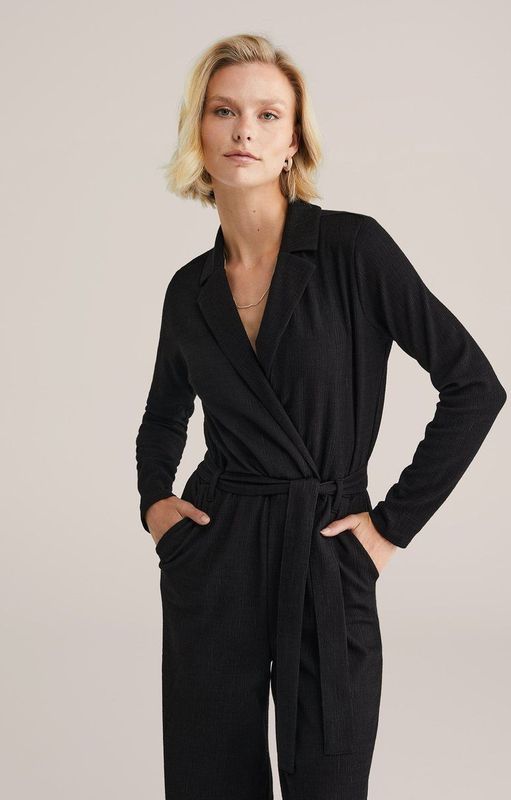 WE Fashion - Jumpsuit - Zwart - Straight Fit