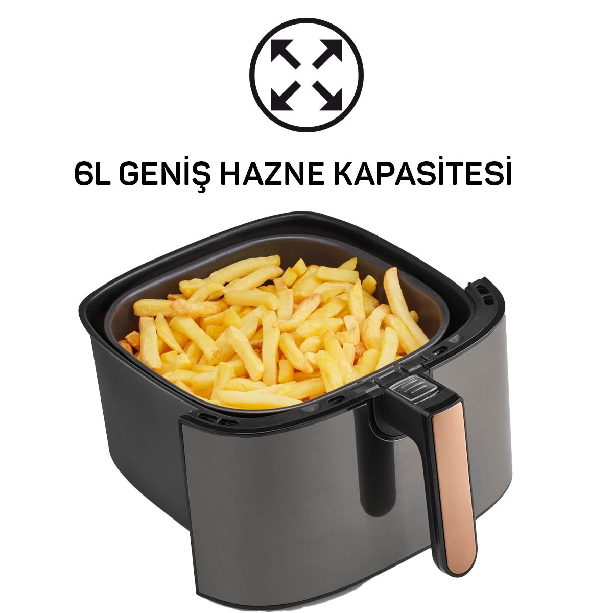 Heißluftfritteuse Air Fryer Schwarz/Kupfer