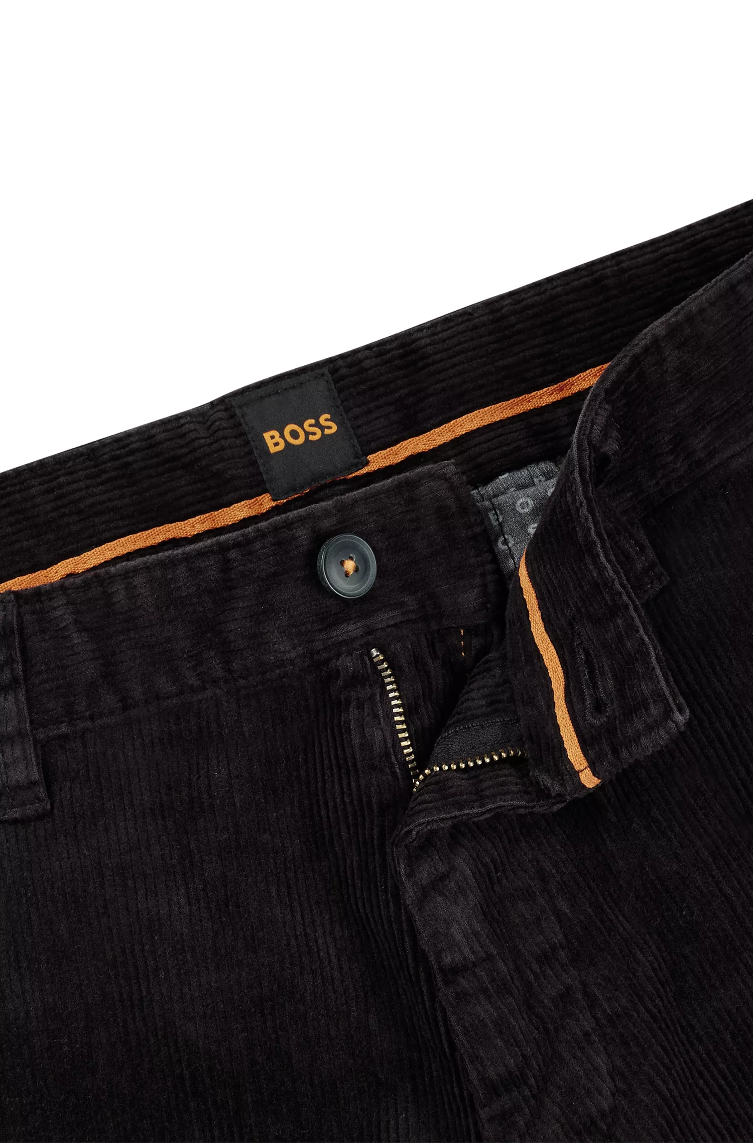 Calça BOSS laranja - Corte relaxado em veludo cotelê de algodão elástico