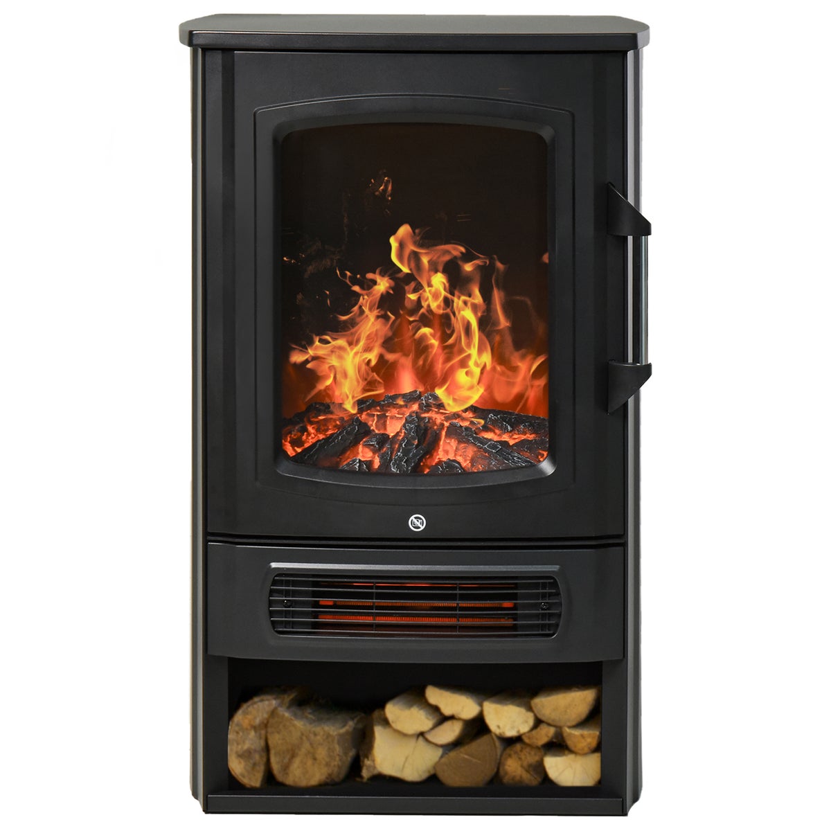 HOMCOM Elektrische haard met vlameffect, 1000 W/2000 W, 20-25 m², 44,5 x 32,1 x 74 cm, metaal, gehard glas, zwart