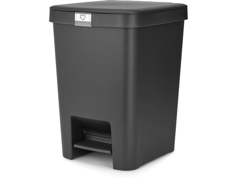 Brabantia Recyclingbehälter StepUp 25 l, Dunkelgrau Treteimer für Recycling Materialien