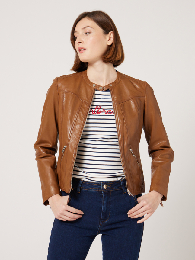 Veste en cuir style motard