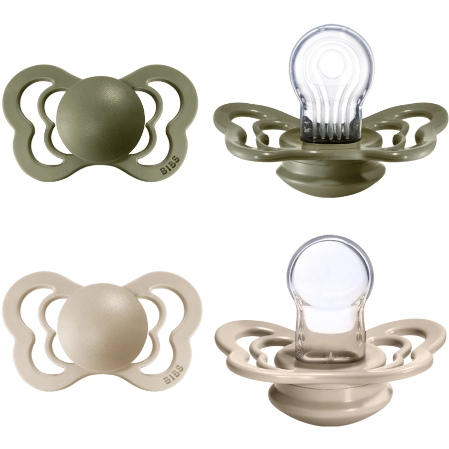 BIBS® Schnuller Couture Olive  Vanilla Silikon 0-6 Monate, 4 Stk.
