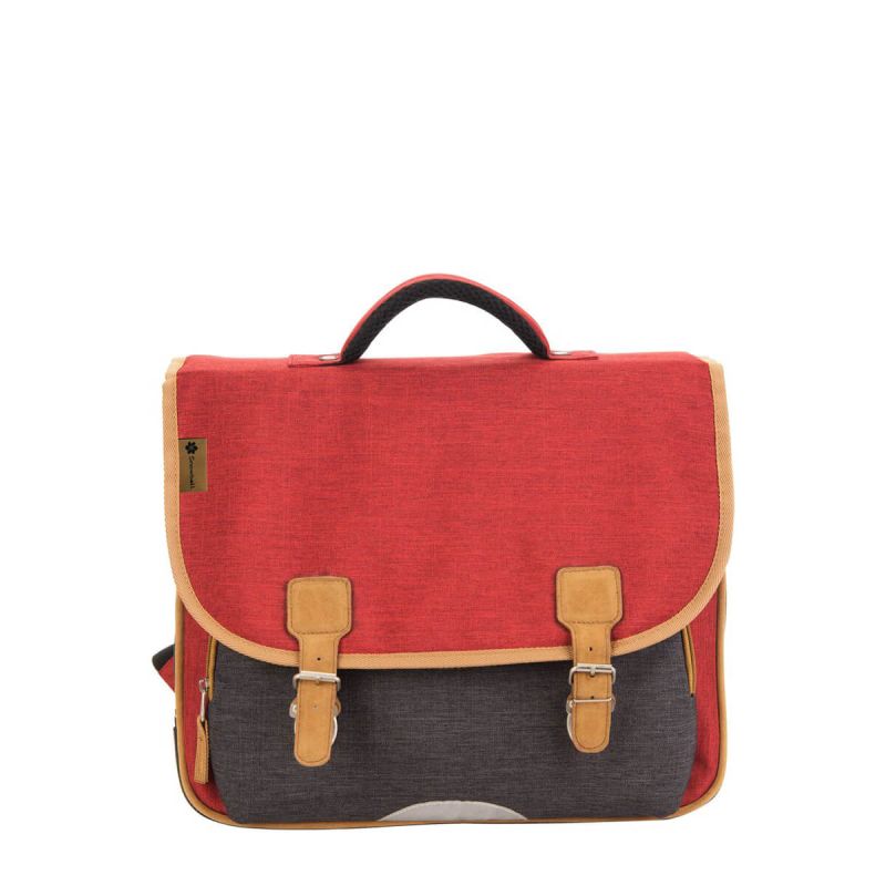 Cartable scolaire Basic 35 cm Rouge/Gris