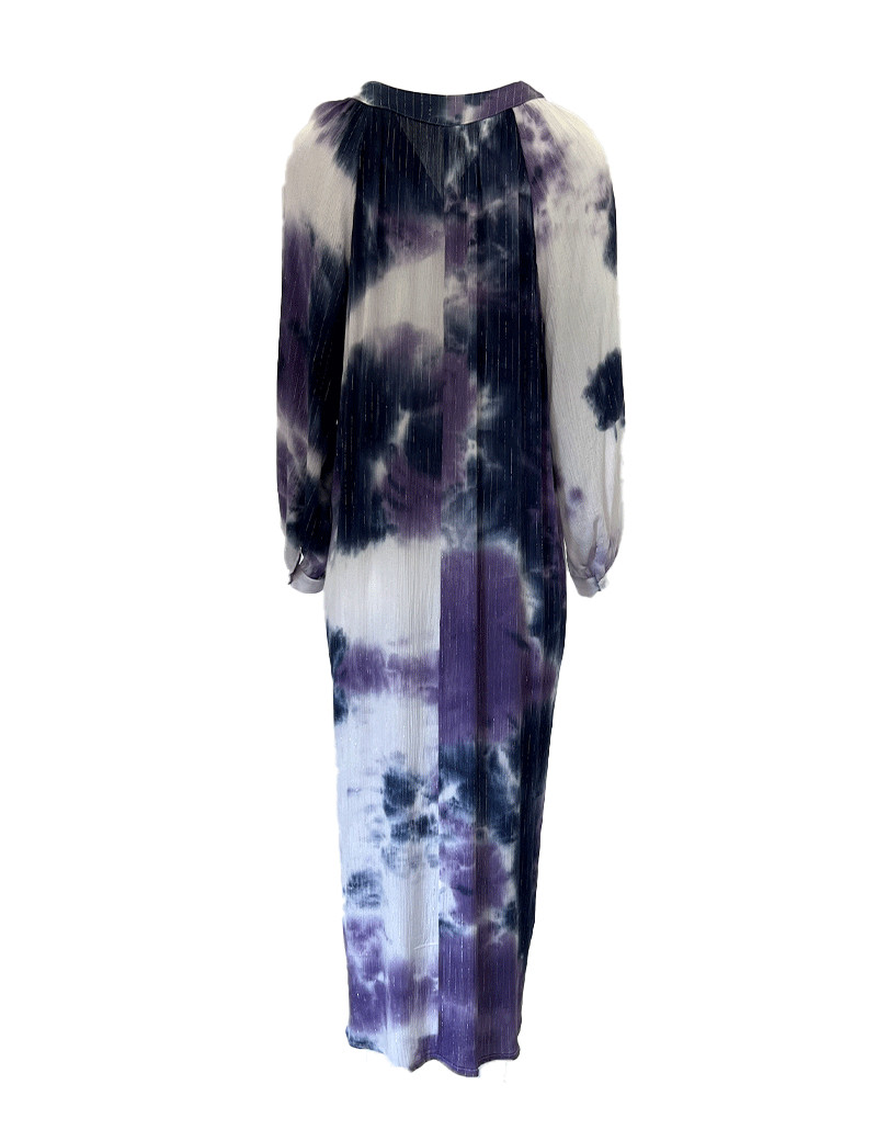 JANIS & JOHN ROBE LONGUE POLCA TIE & DYE COL V BLEU