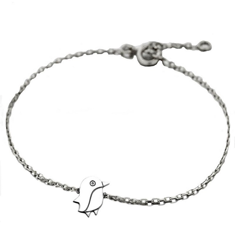 Bracelet breloque pingouin en argent 925°/00 - 16cm