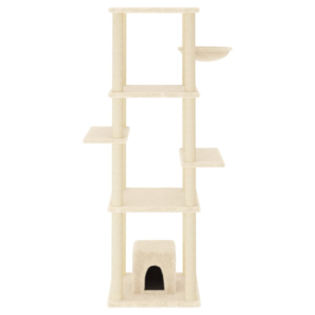 Arbre à chat avec griffoirs en sisal crème 154 cm