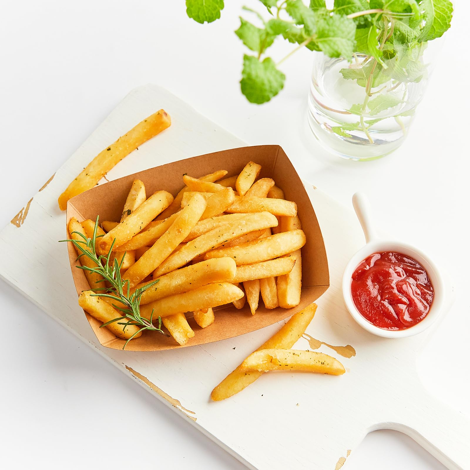 (250er Set) 11x15cm Einweg Papier Schalen Party Geschirr Tisch Deko für Pommes / Currywurst / Tapas - Braun