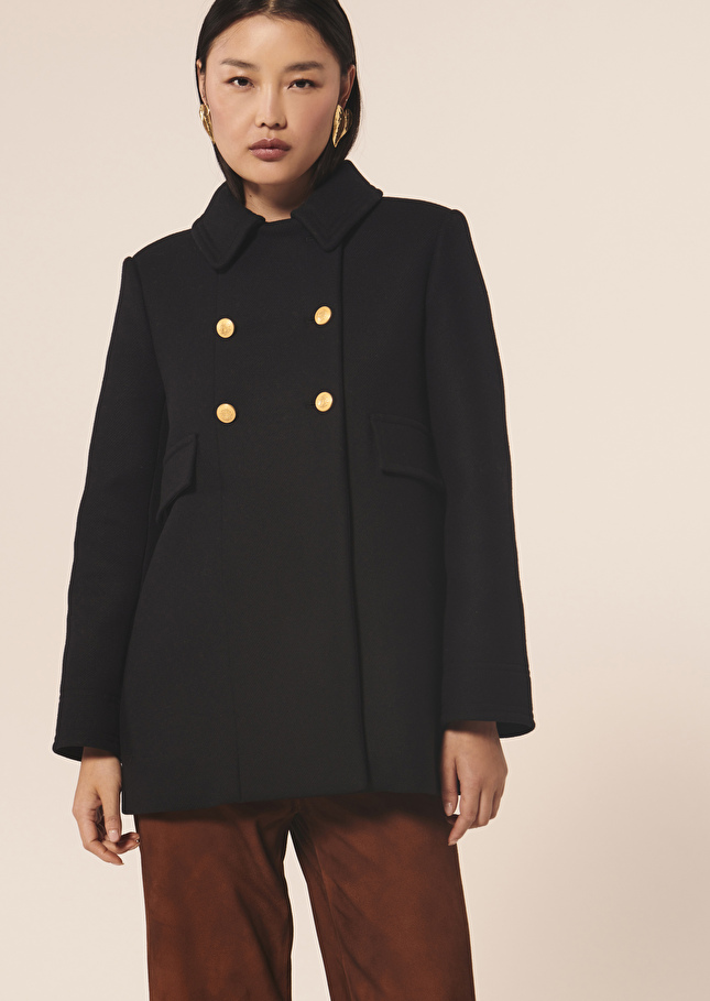 Manteau Marcbleu nuit en drap caban