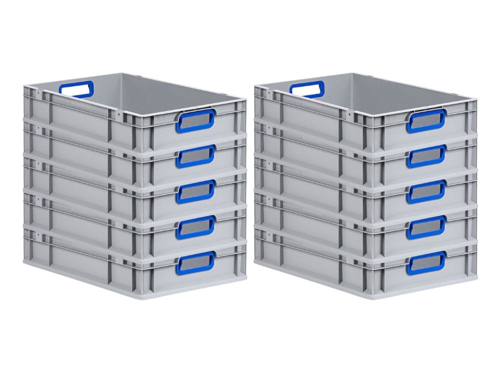 PROREGAL Eurobox Nextgen Kleur HxBxD 12 x 40 x 60 cm 23 liter Handgrepen Blauw Open gladde bodem Euro container transportbox