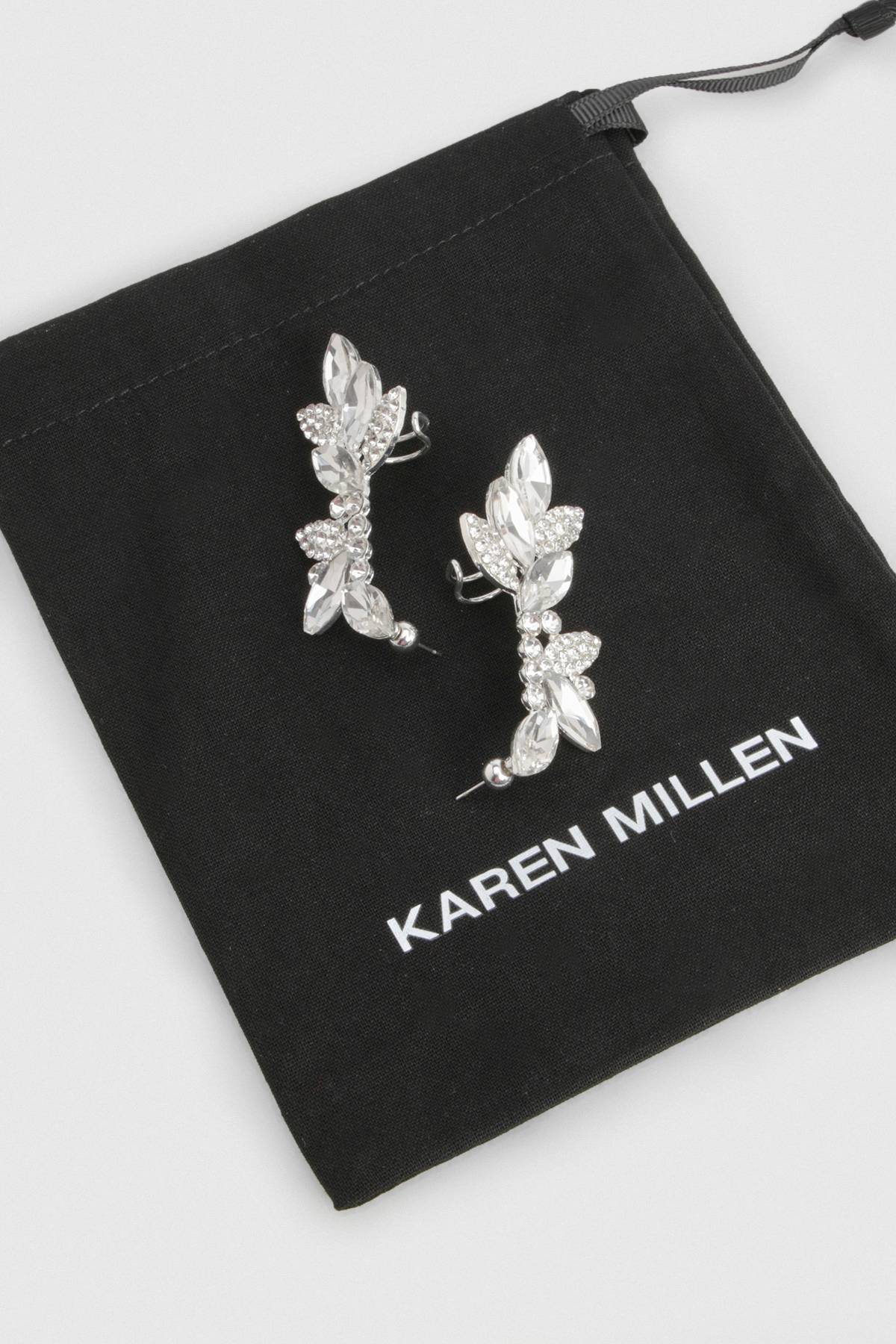 KarenMillen Manchette d'Oreille Argentée à Strass