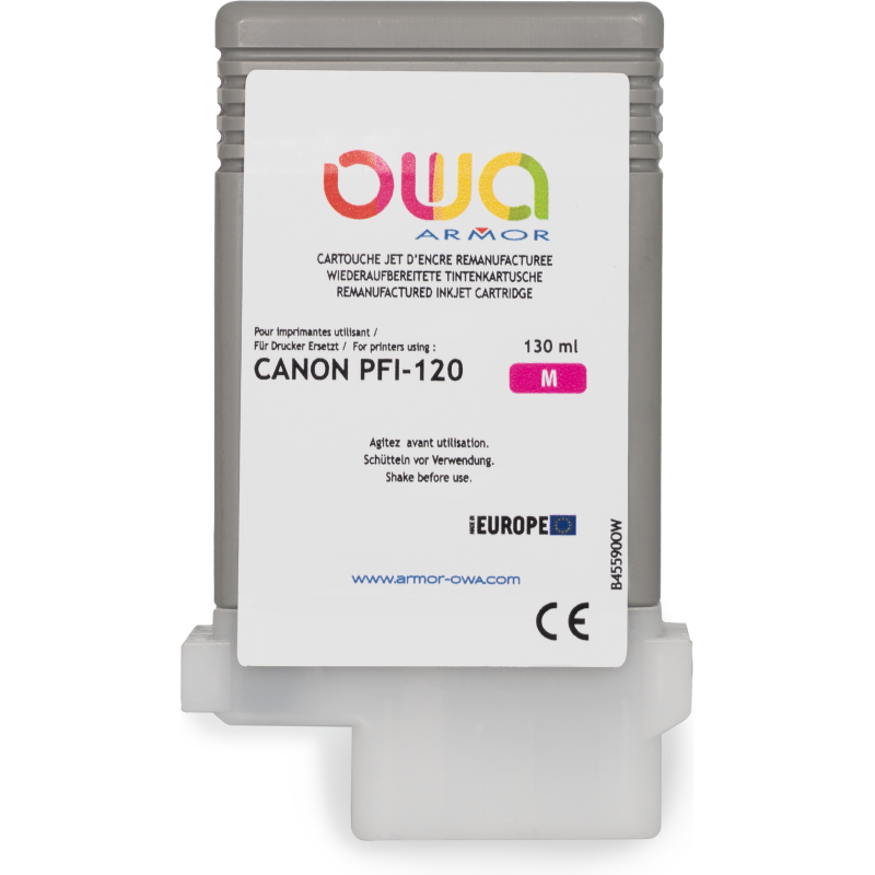 Cartouche d'encre traceur remanufacturée OWA - standard - Magenta - pour CANON PFI-120 M