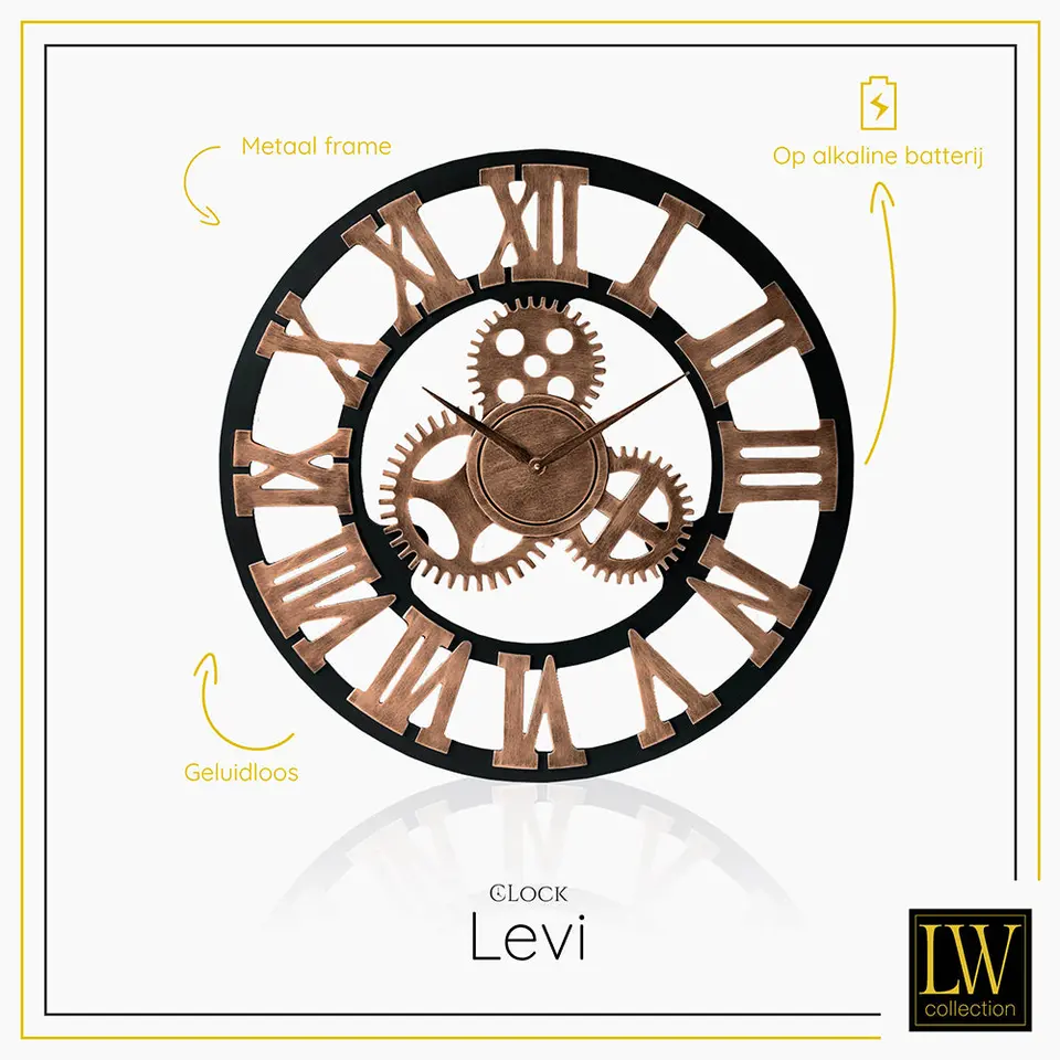 LW Collection Wandklok Levi brons grieks 60cm