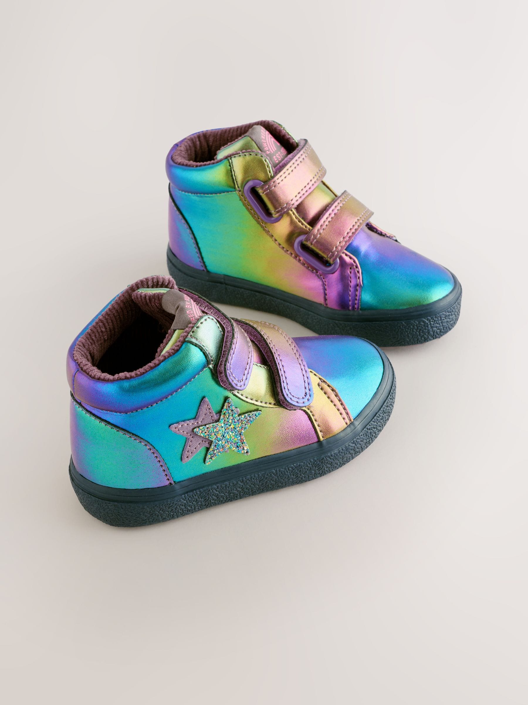Meerkleurig sterren  - Hoge sneakers met klittenbandsluiting