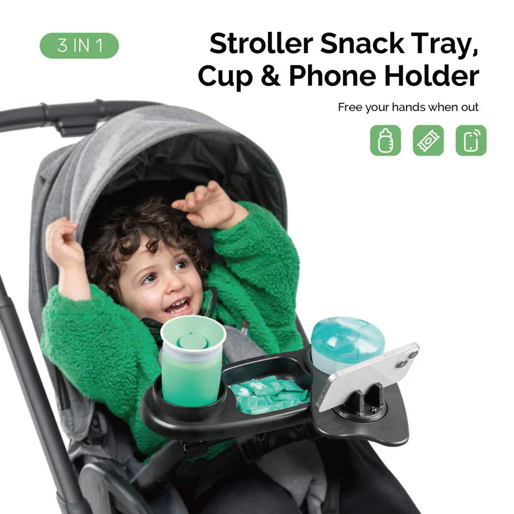 Titaniumbaby 3-in-1 Stroller Snack Tray, Cup & Phone Holder