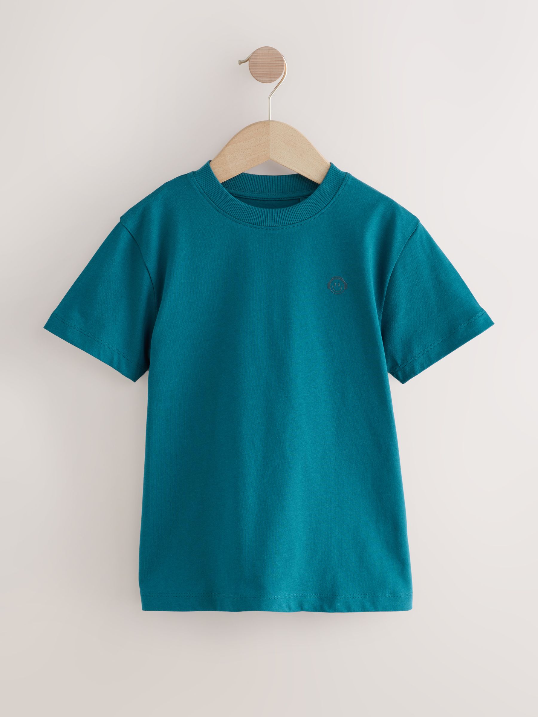 Blauw/Groen/Cement - Verpakking van 5 T-shirts met kleine grafische print op de borst en korte mouwen (3-16jr)