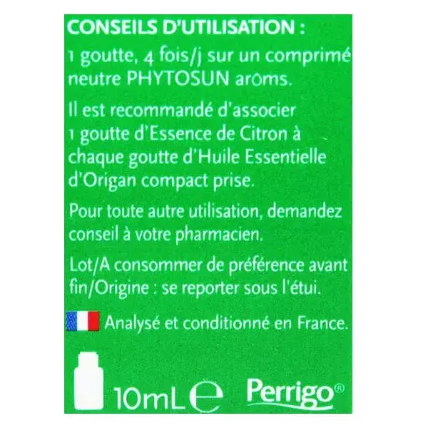 Óleo Essencial de Orégano Compacto Orgânico Phytosun Arôms 10ml