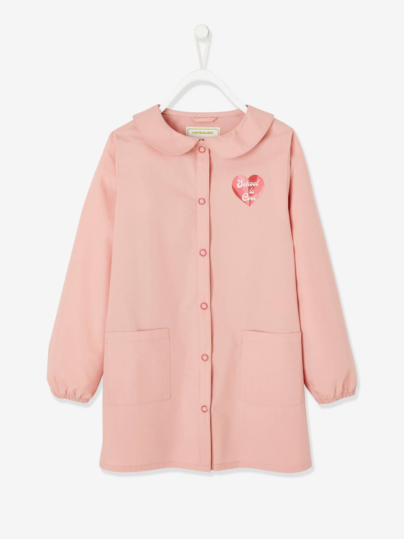 Babador para bebê com gola Peter Pan e coração para meninas, rosa claro liso personalizável com estampas.