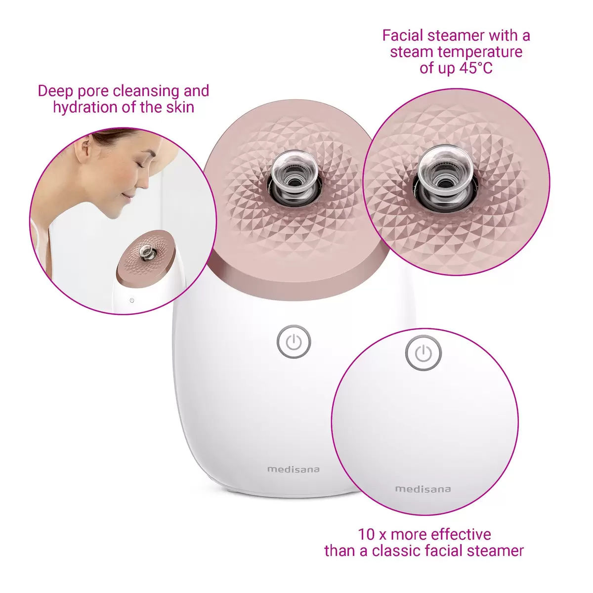Gesichtssauna Medisana DS600 rosa,weiss