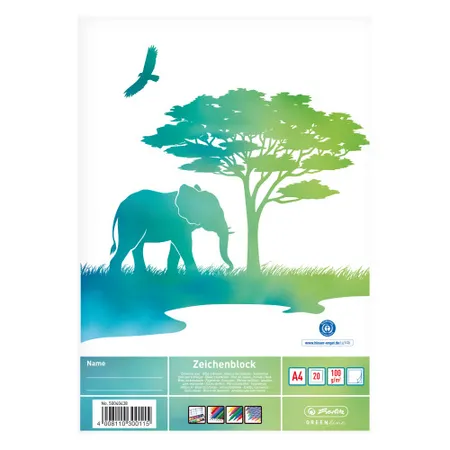 Herlitz Zeichenblock A4 GREENline Elephant, 20 Blatt