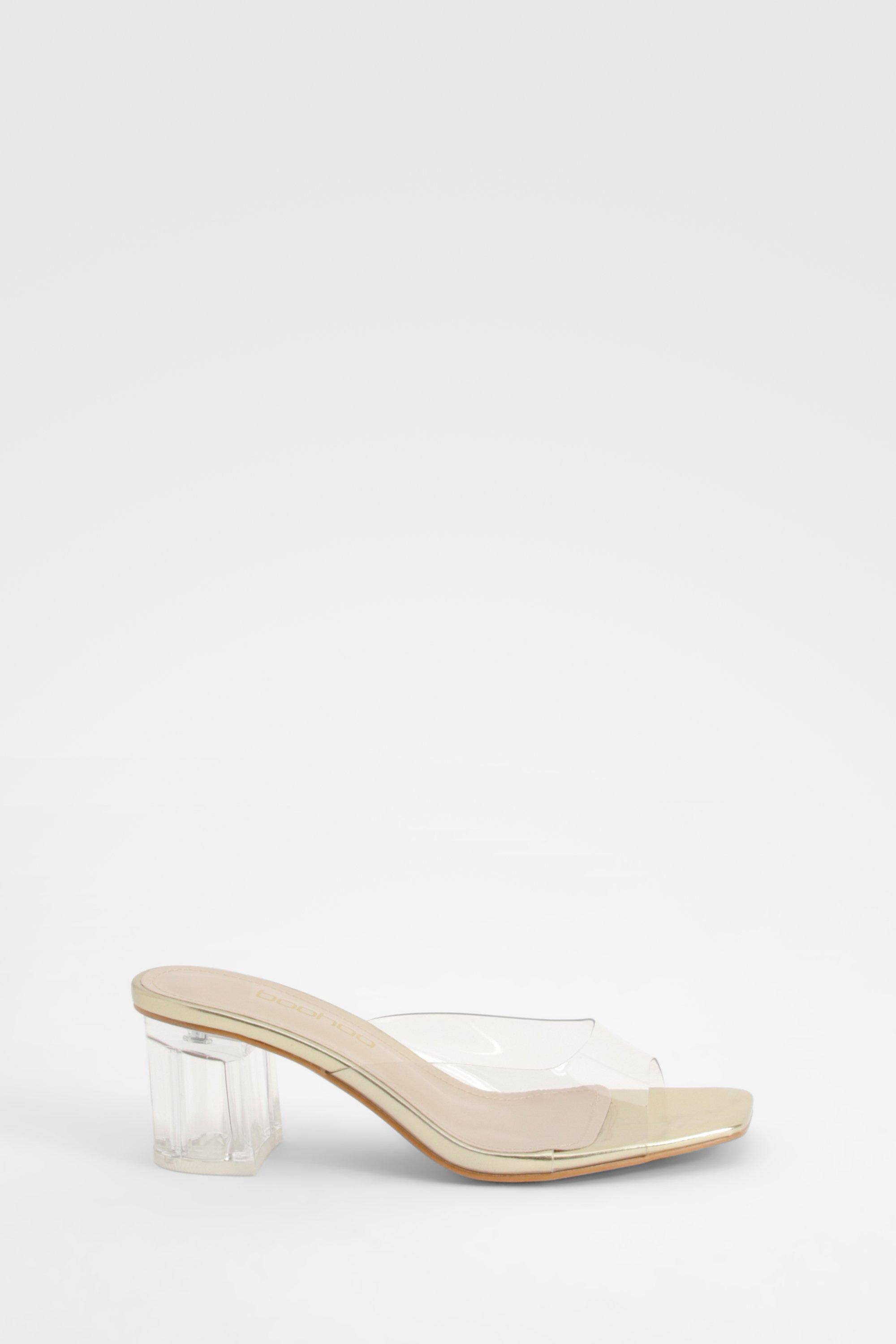 boohoo Mules à talon bloc transparent