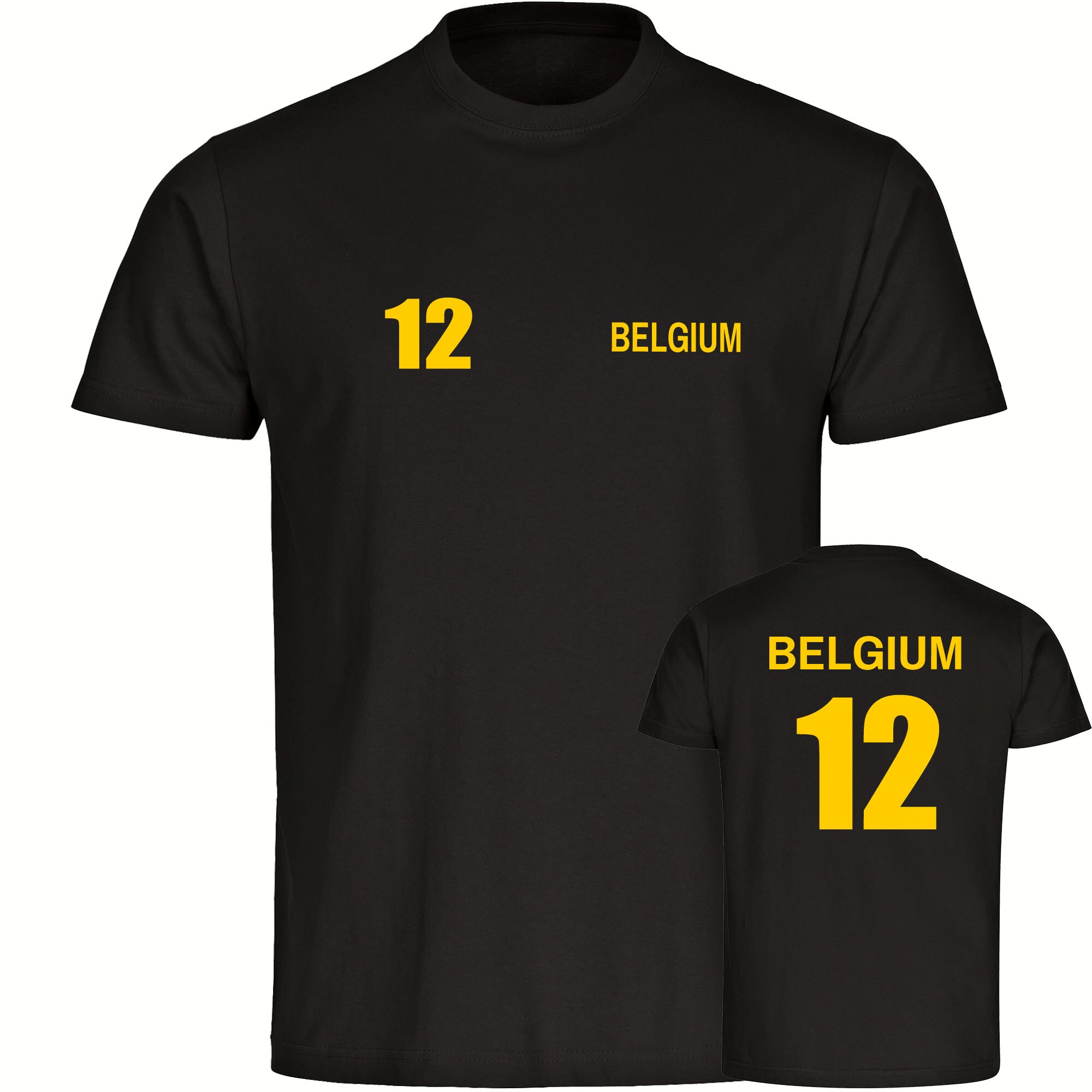 multifanshop® Herren T-Shirt- Belgium - Trikot 12 - Druck gelb